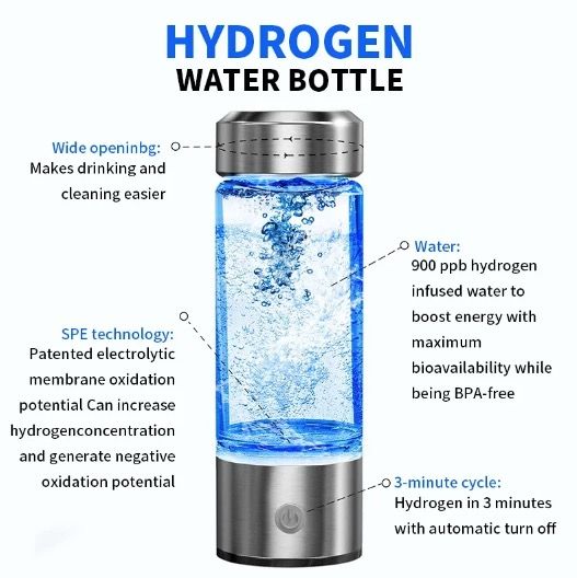 Bärbar vätgasgenerator vattenkopp med filterjonisator stilren 420ml ökar hydrering och antioxidantnivåer