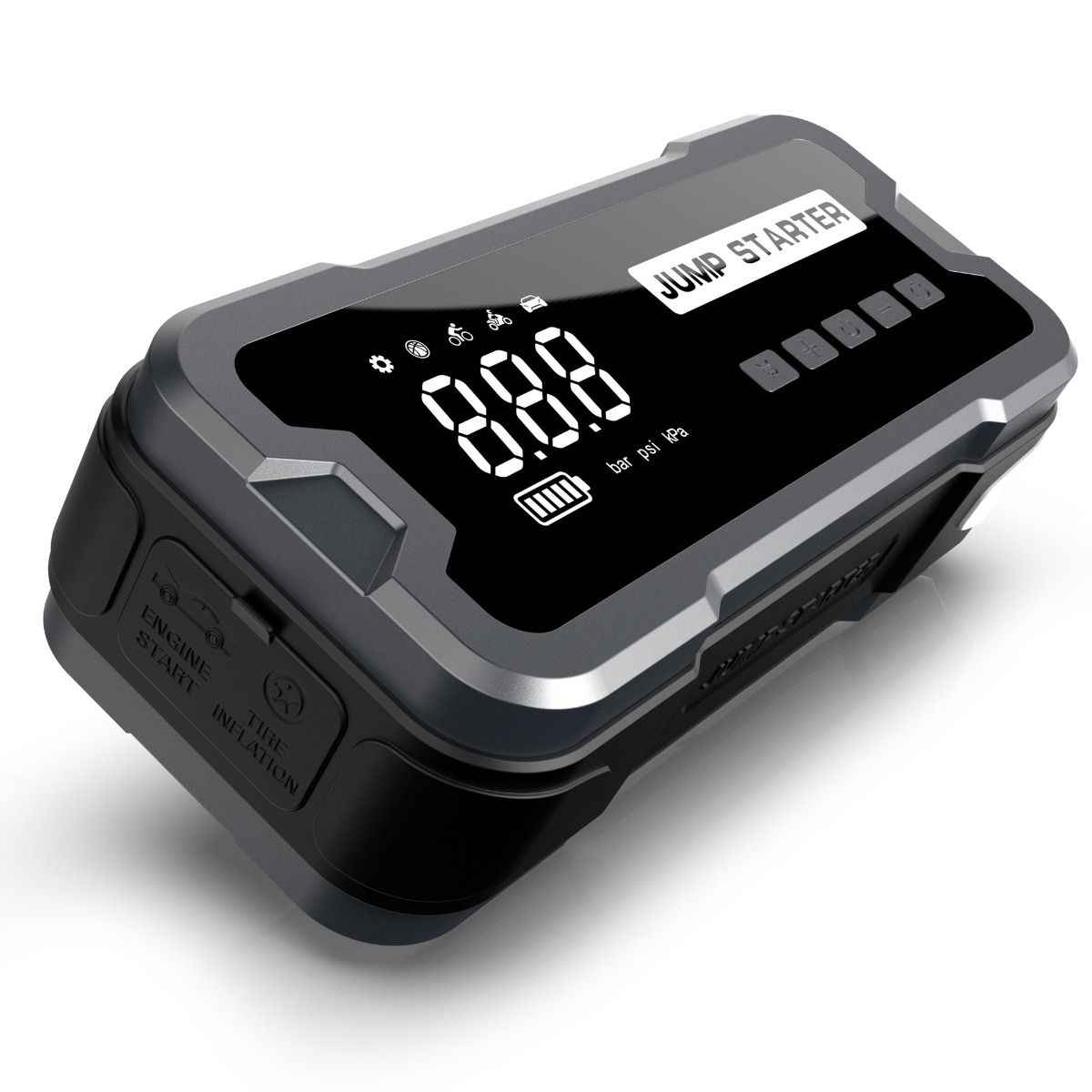 Mångsidig Jump Starter Power Bank Bärbar Laddare med Däckpump och Säkerhet Funktioner för Nödsituationer