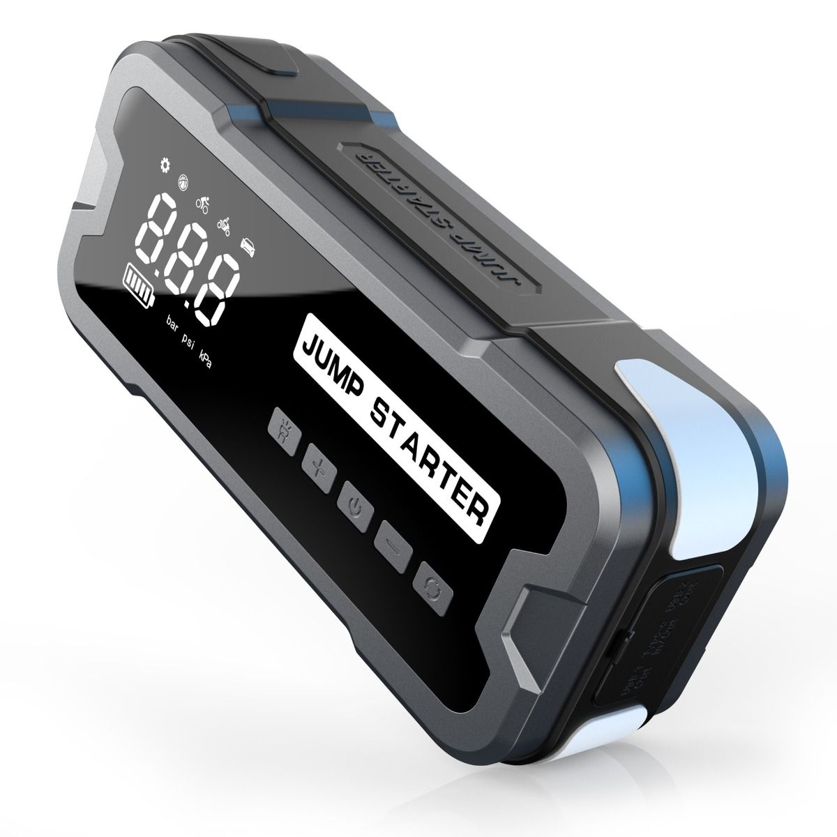 Mångsidig Jump Starter Power Bank Bärbar Laddare med Däckpump och Säkerhet Funktioner för Nödsituationer