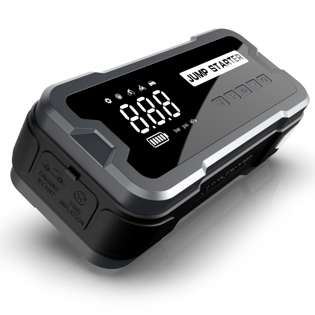 Mångsidig Jump Starter Power Bank Bärbar Laddare med Däckpump och Säkerhet Funktioner för Nödsituationer