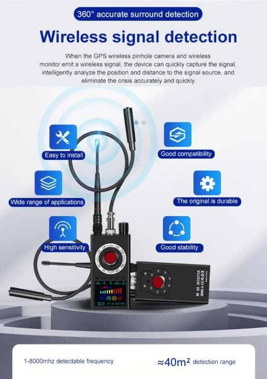 K19 Trådlös RF-signaldetektor GPS-spårare Kompakt Säkerhetsenhet för Integritetsskydd och Resesäkerhet
