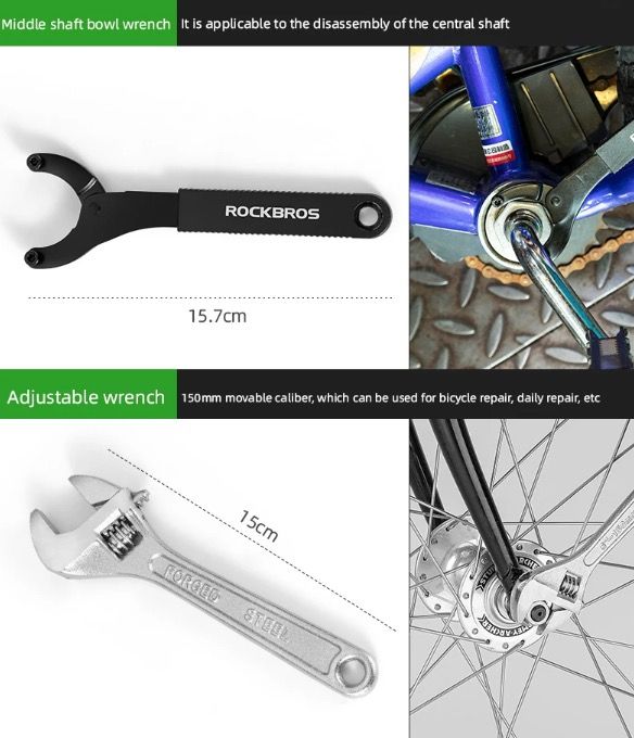 ROCKBROS Professionellt cykelverktygsset hållbart kolstål cykelreparationskit med kompakt förvaring