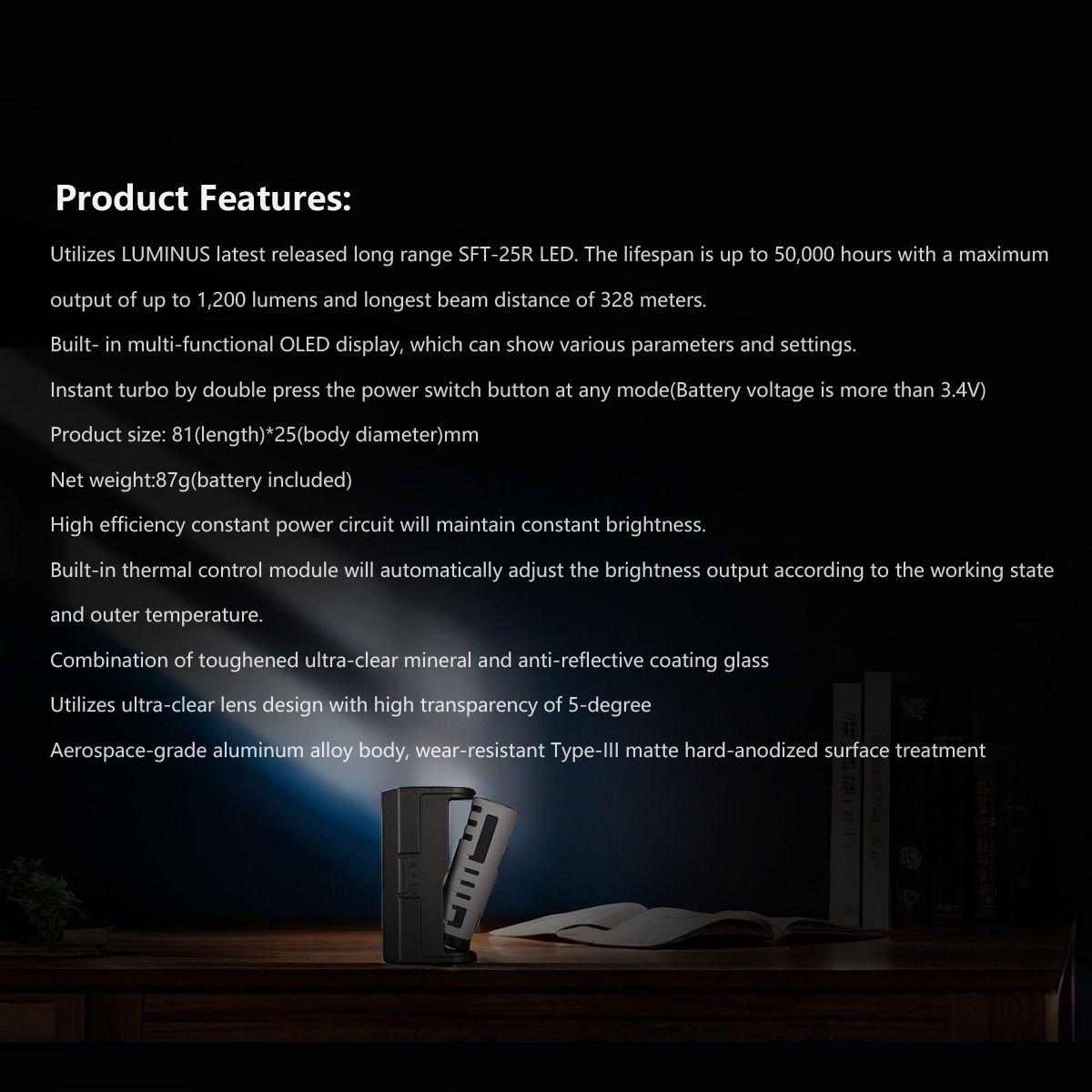 IMALENT LD35 EDC-ficklampa 1200 lumen | Uppladdningsbar USB-C LED med OLED & 328m räckvidd