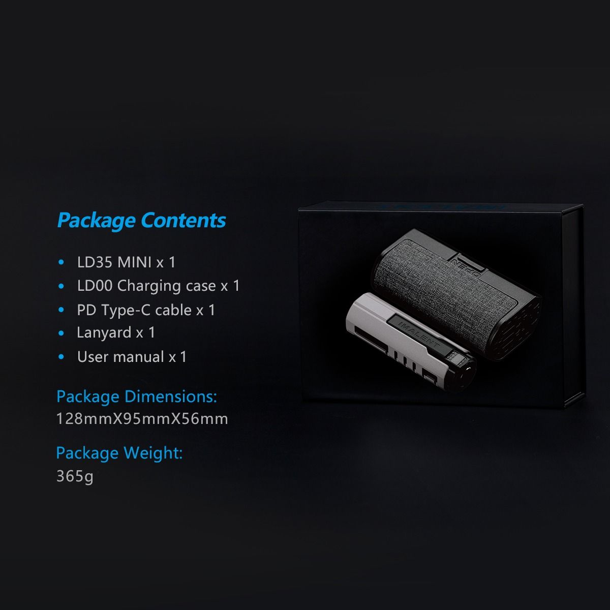 IMALENT LD35 EDC-ficklampa 1200 lumen | Uppladdningsbar USB-C LED med OLED & 328m räckvidd