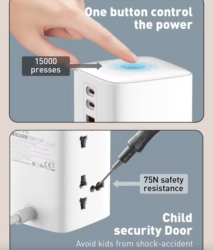 LDNIO Strömuttag & laddstation (70W) - Kubdesign med överspänningsskydd | EU/US/UK Universaladapter