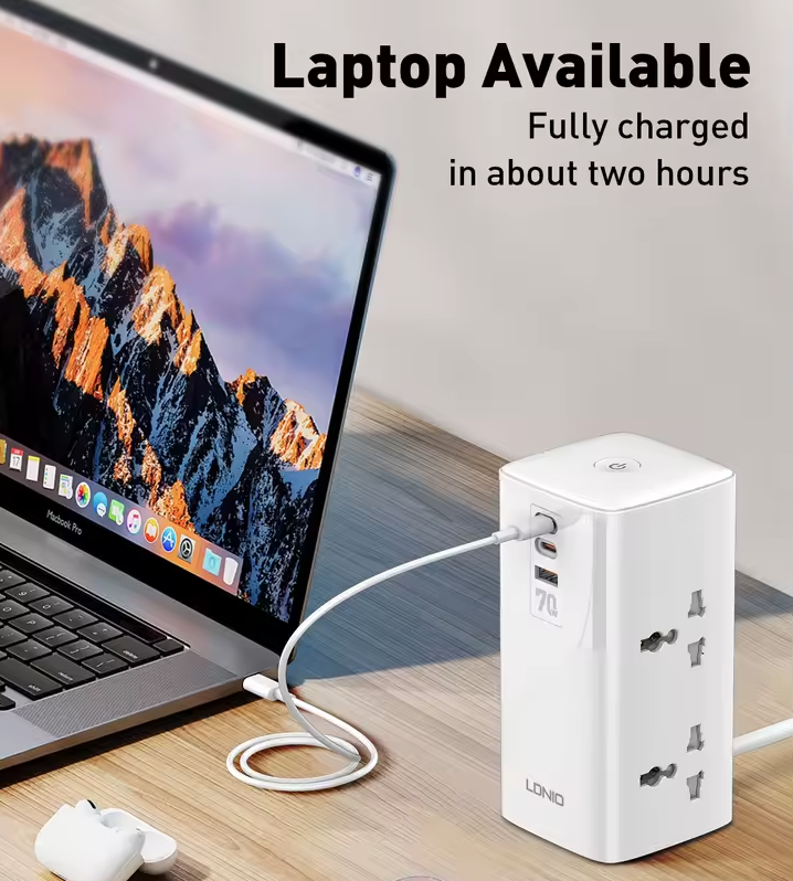 LDNIO Strömuttag & laddstation (70W) - Kubdesign med överspänningsskydd | EU/US/UK Universaladapter