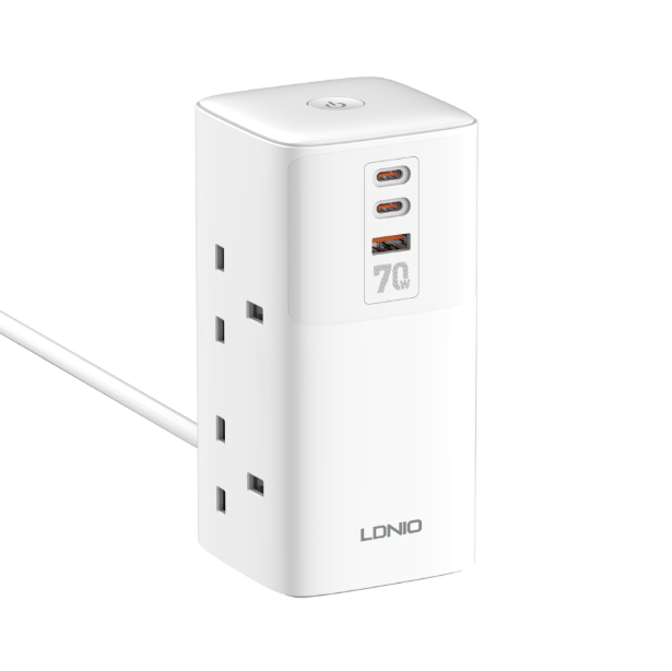 LDNIO Strömuttag & laddstation (70W) - Kubdesign med överspänningsskydd | EU/US/UK Universaladapter