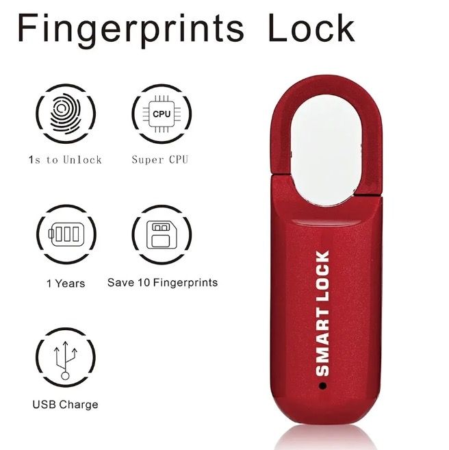 Mini Fingeravtryckshänglås USB-nyckellöst lås Snabb upplåsning Lätt design för resesäkerhet och biometrisk trygghet