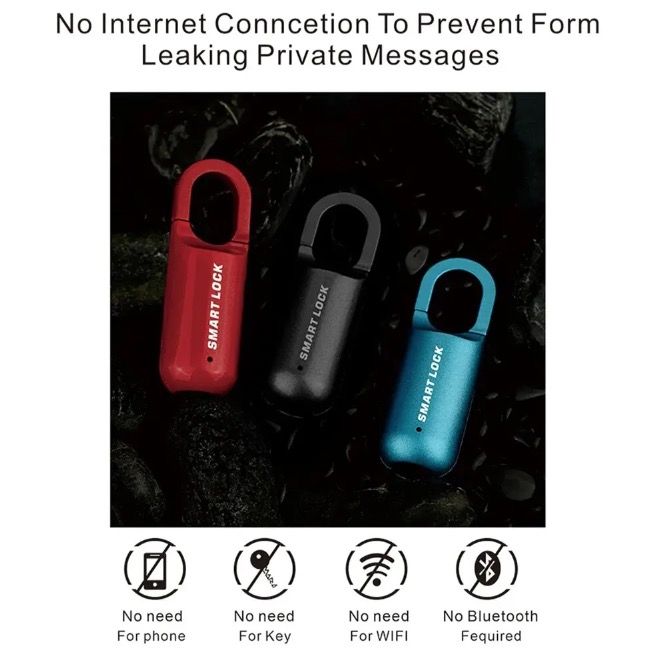 Mini Fingeravtryckshänglås USB-nyckellöst lås Snabb upplåsning Lätt design för resesäkerhet och biometrisk trygghet