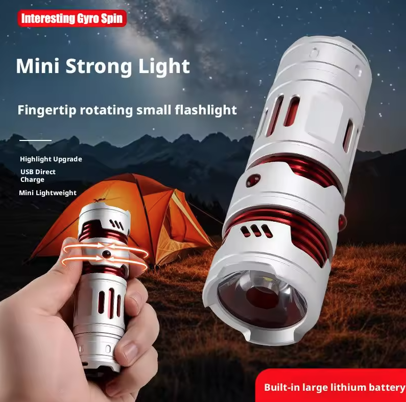 Bärbar mini EDC-ficklampa USB-laddningsbar nyckelringsficklampa