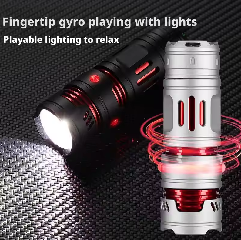 Bärbar mini EDC-ficklampa USB-laddningsbar nyckelringsficklampa