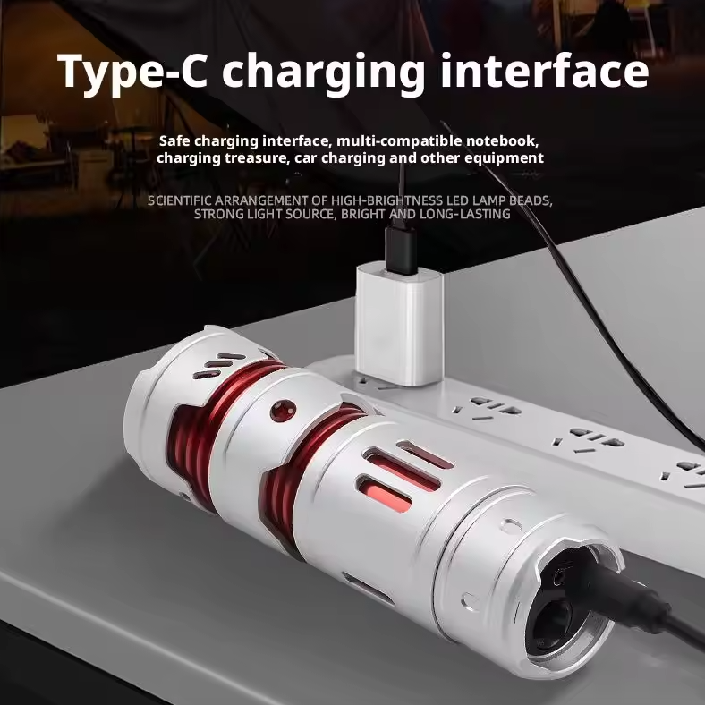 Bärbar mini EDC-ficklampa USB-laddningsbar nyckelringsficklampa
