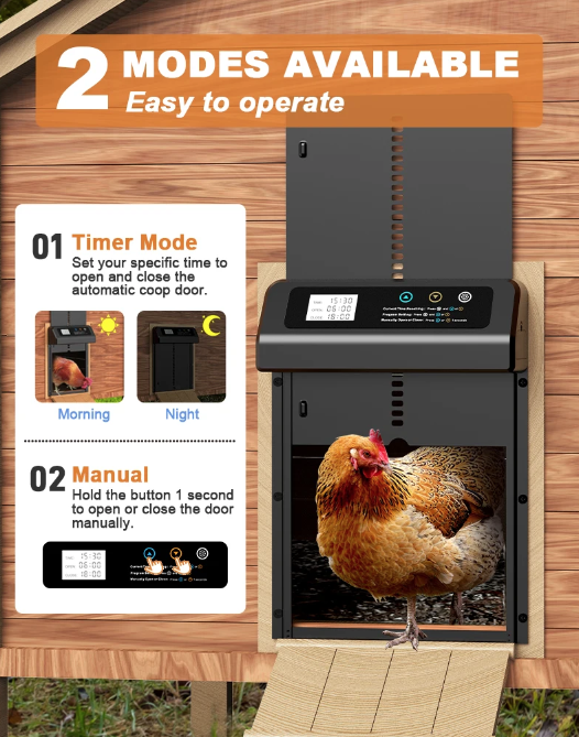 Automatisk Hönshusdörröppnare Elektrisk Kycklingdörr och Timer för Hönshus med Hållbar Konstruktion