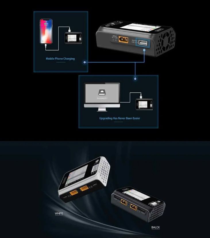 ToolkitRC M6D 500W 15A Dubbelkanal MINI Smart RC Laddare för LiPo LiHV Hög Effekt Snabb Laddning