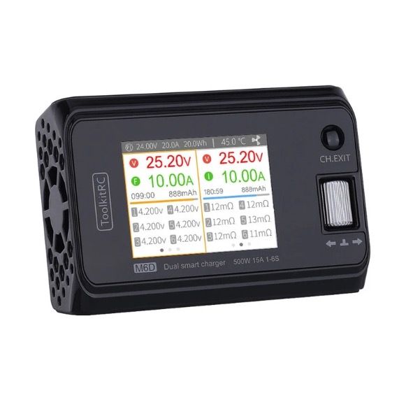ToolkitRC M6D 500W 15A Dubbelkanal MINI Smart RC Laddare för LiPo LiHV Hög Effekt Snabb Laddning