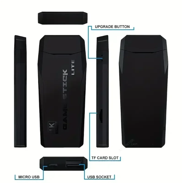 M8 videospelskonsol med 2.4G trådlös handkontroll Game Stick 4K retrospel med 3000 eller 10000 spel Atari PS1