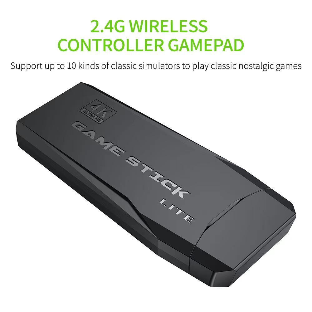 Videospelkonsol 2.4G Dubbel Trådlös Handkontroll Game Stick 4K 10,000 Retrospel 64GB Julklapp Spelnostalgi