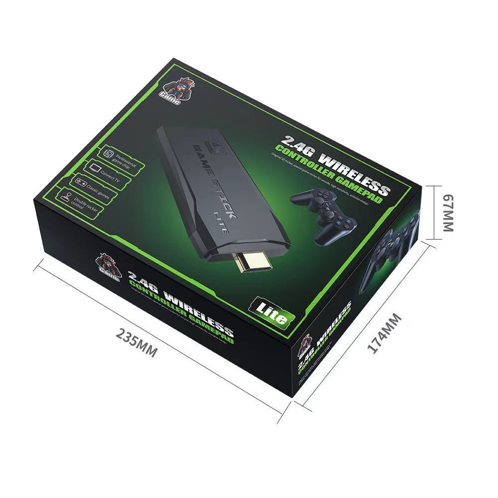 Videospelkonsol 2.4G Dubbel Trådlös Handkontroll Game Stick 4K 10,000 Retrospel 64GB Julklapp Spelnostalgi