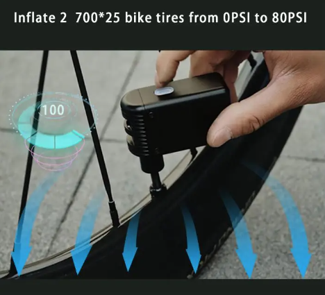 A2 Mini Elektrisk Luftpump Sladdlös Bärbar Cykelpump Presta Schrader Ventil Lätt Cykelutrustning