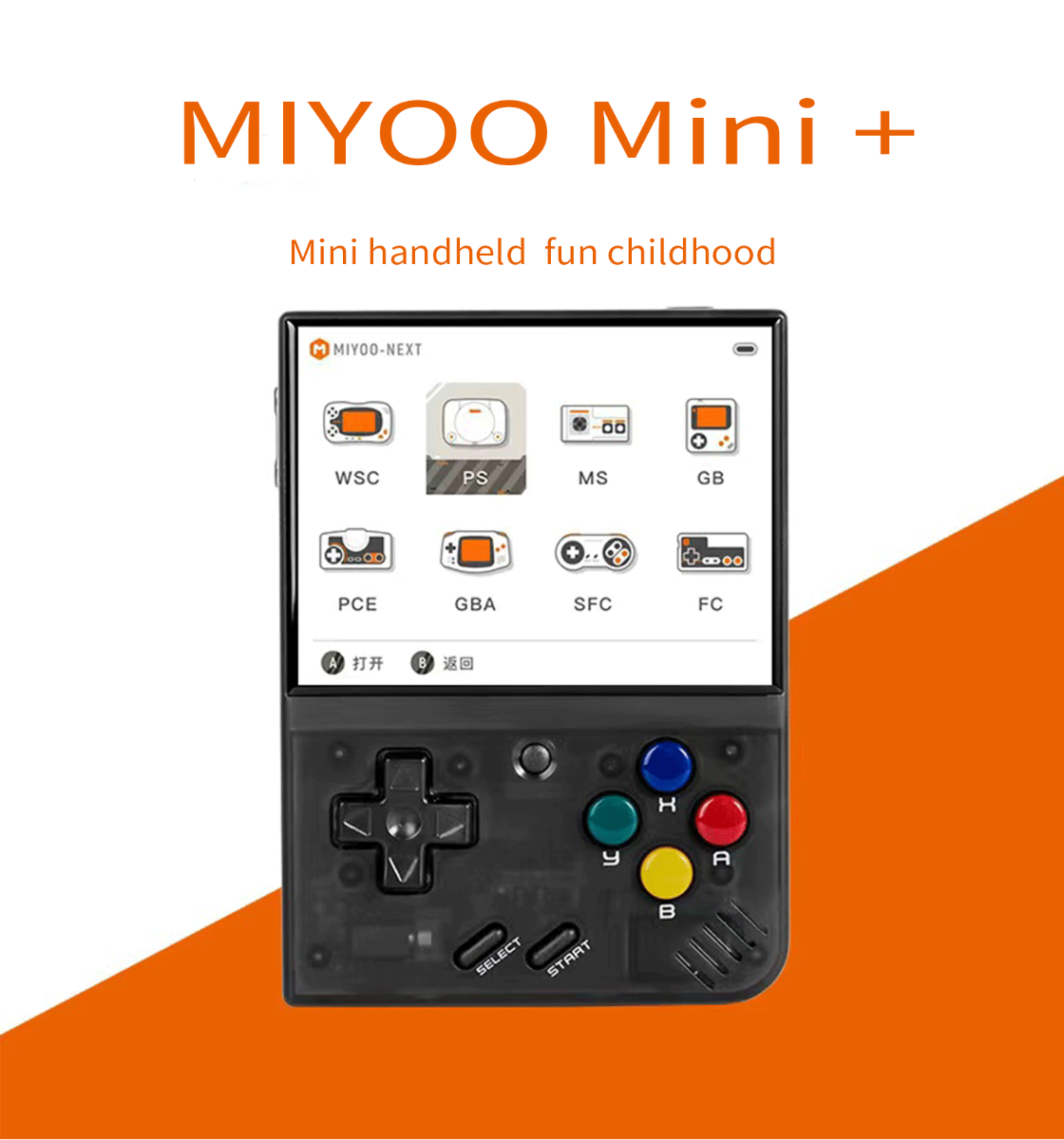 MIYOO Mini Plus bärbar retrospelskonsol med 3,5-tums IPS-skärm 640x480 upplösning för nostalgiskt spel