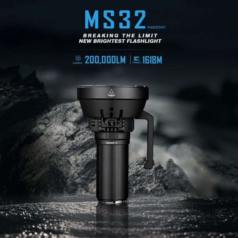 IMALENT MS32 200000 Lumen LED hög effekt ficklampa med flera belysningslägen för utomhusäventyr