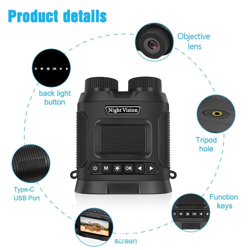 Upptäck Nattkikare DT29 med 850nm Infraröd 1080P HD 8X Digital Zoom Jaktkikare för Vildmarksobservation 350m