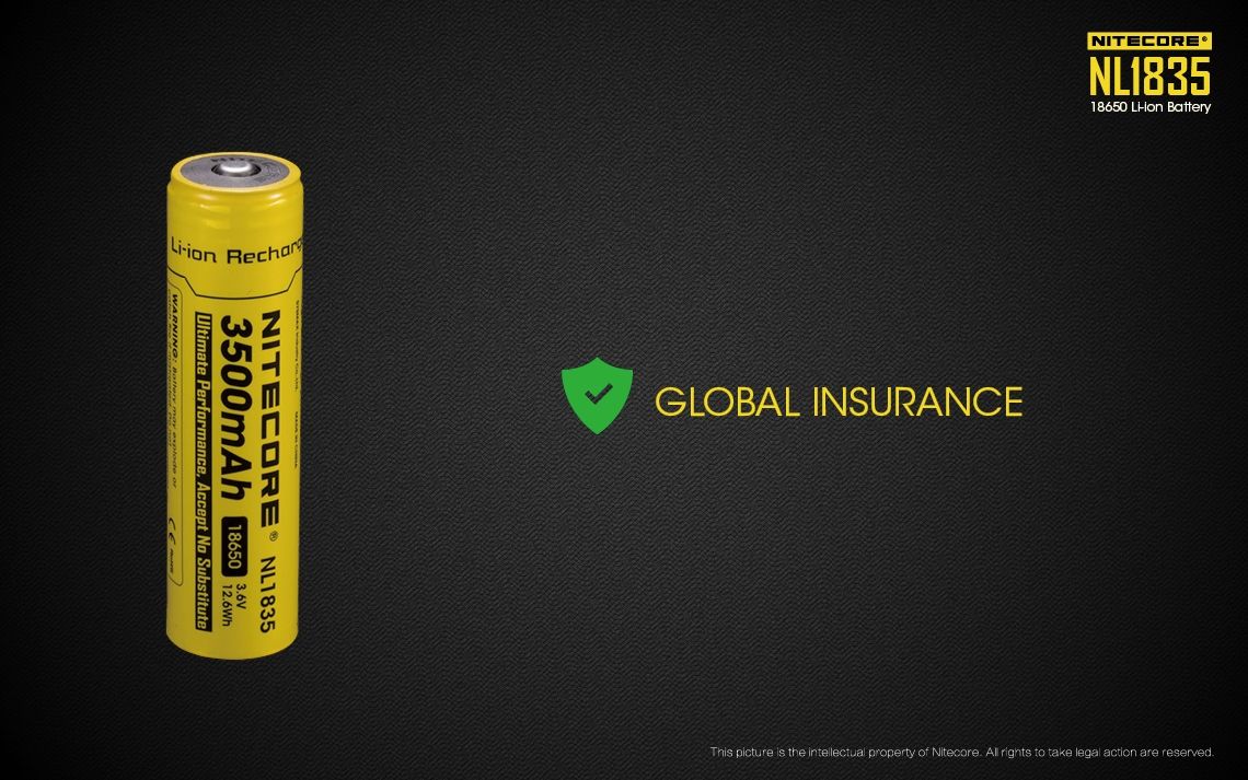 Nitecore 18650 NL1835 3500mAh Li-ion uppladdningsbart batteri för långvarig kraft och pålitlig prestanda.