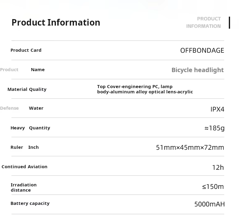 OFF-N5 LED-cykellampa 1000 lumen | USB-laddning | Robust cykelbelysning för MTB & racercykel