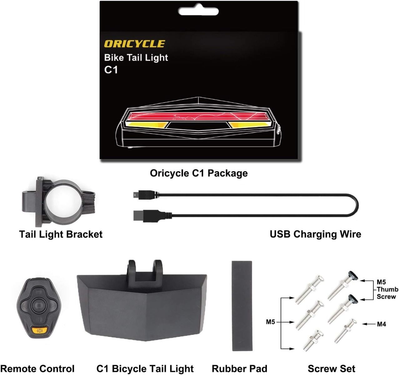 Ampulla C1 LED Cykelbaklampa Uppladdningsbar - Fjärrkontroll, Svängljus & Körfältsmarkering. Säker Nattcykling.