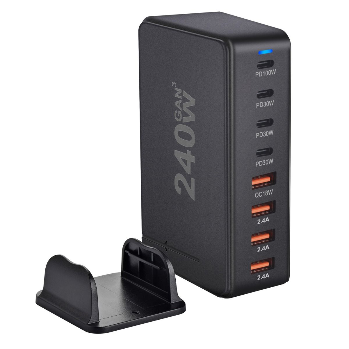 240W stationär GaN-laddare 8-portars USB Typ C PD snabbladdare med smart laddningsteknik och snabb laddning