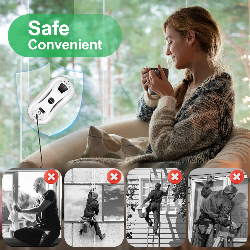 PuRuiKai Hem Fönsterrengöringsrobot Smart Glasdammsugare Enknapps Höghus Intelligent Imiterande Avtorkning