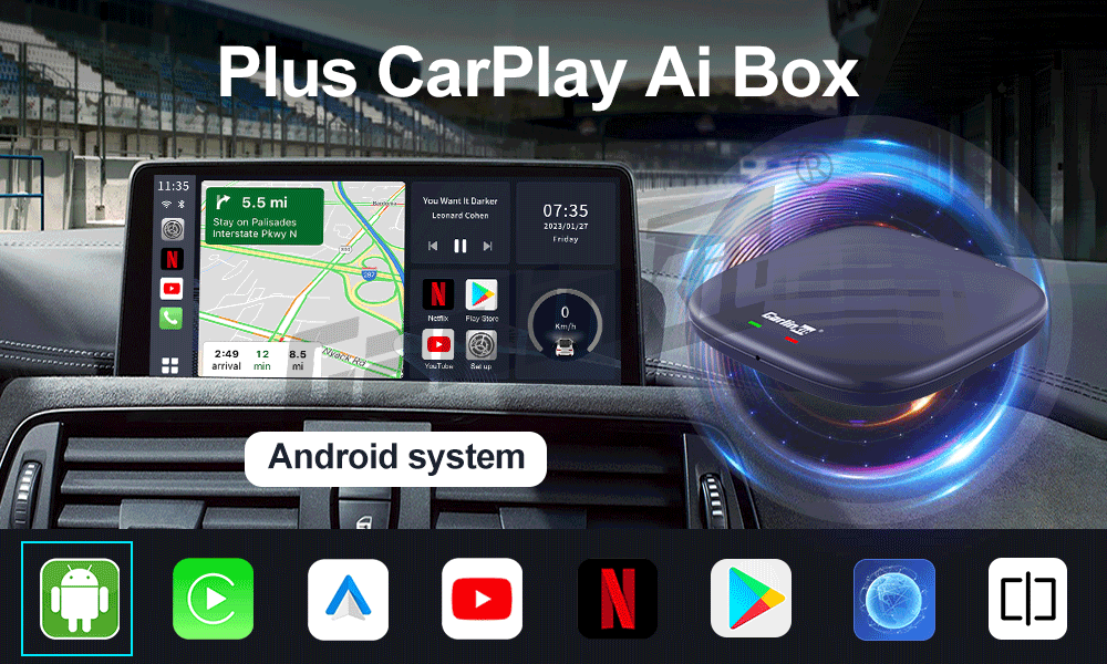 Upptäck CarlinKit CarPlay Ai Box QCM6125 Android 13 Mini Wireless CarPlay med Netflix och sömlös multitasking