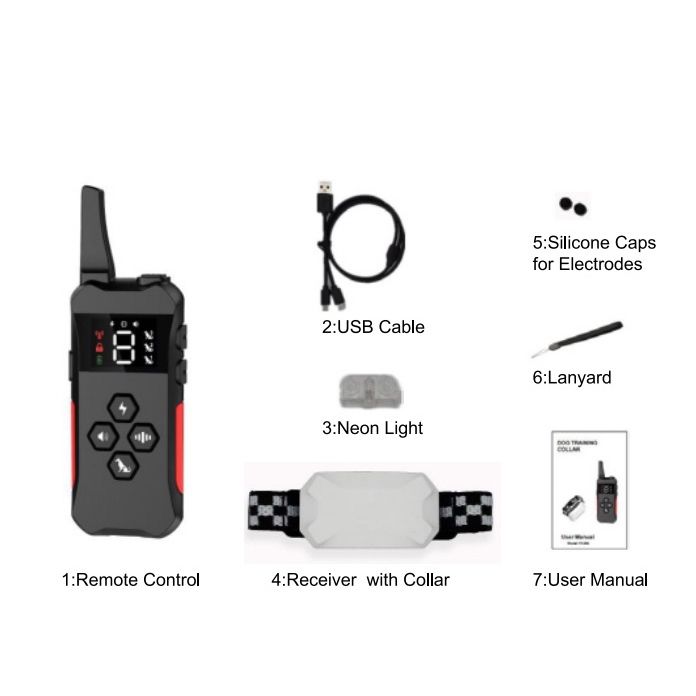 Laddningsbar vattentät hundträningskrage fjärrkontroll och pipvibration chocklägen effektiv för alla raser