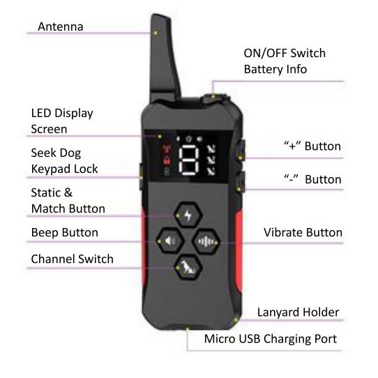 Laddningsbar vattentät hundträningskrage fjärrkontroll och pipvibration chocklägen effektiv för alla raser