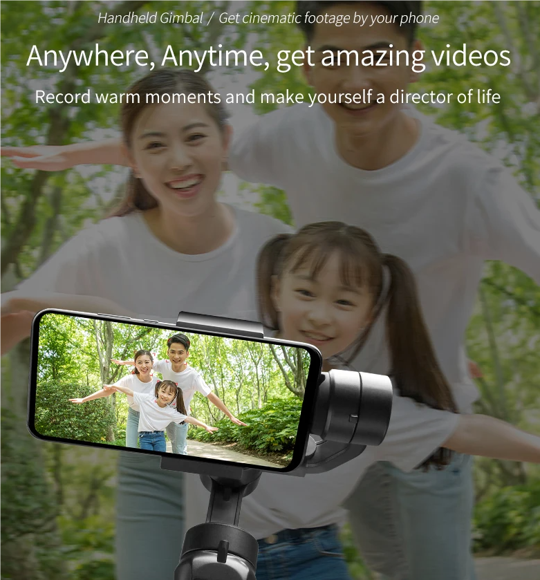 F6 3 Axis Gimbal Handhållen Stabilisator Skakfri Videoinspelning Ergonomiskt Handtag För Mobilfotografering