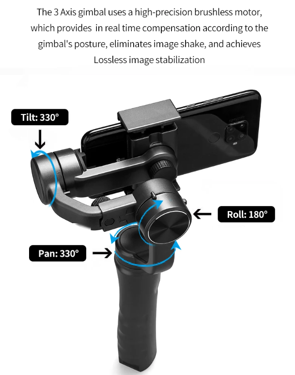 F6 3 Axis Gimbal Handhållen Stabilisator Skakfri Videoinspelning Ergonomiskt Handtag För Mobilfotografering