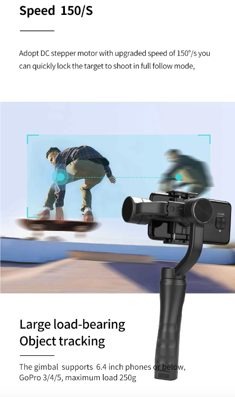 F6 3 Axis Gimbal Handhållen Stabilisator Skakfri Videoinspelning Ergonomiskt Handtag För Mobilfotografering