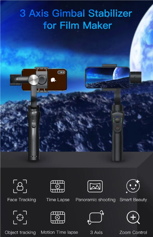 F6 3 Axis Gimbal Handhållen Stabilisator Skakfri Videoinspelning Ergonomiskt Handtag För Mobilfotografering