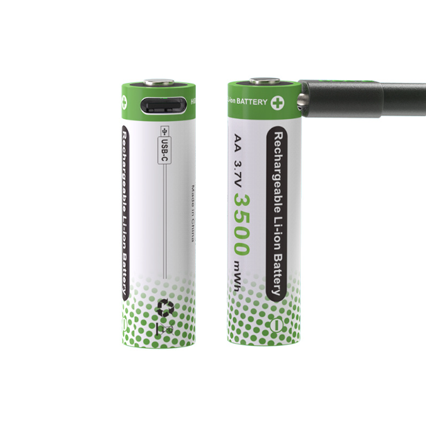 3,7V AA litiumjon Typ C uppladdningsbart batteri, 3500mWh - Miljövänligt för fjärrkontroll, 2000 laddningscykler
