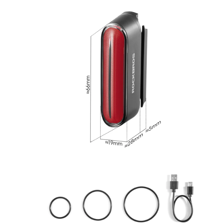 ROCKBROS Magnetiskt Cykelbakljus – IPX6 Vattentät Smart Sensor Cykeltillbehör för Nattcykling & Säkerhet