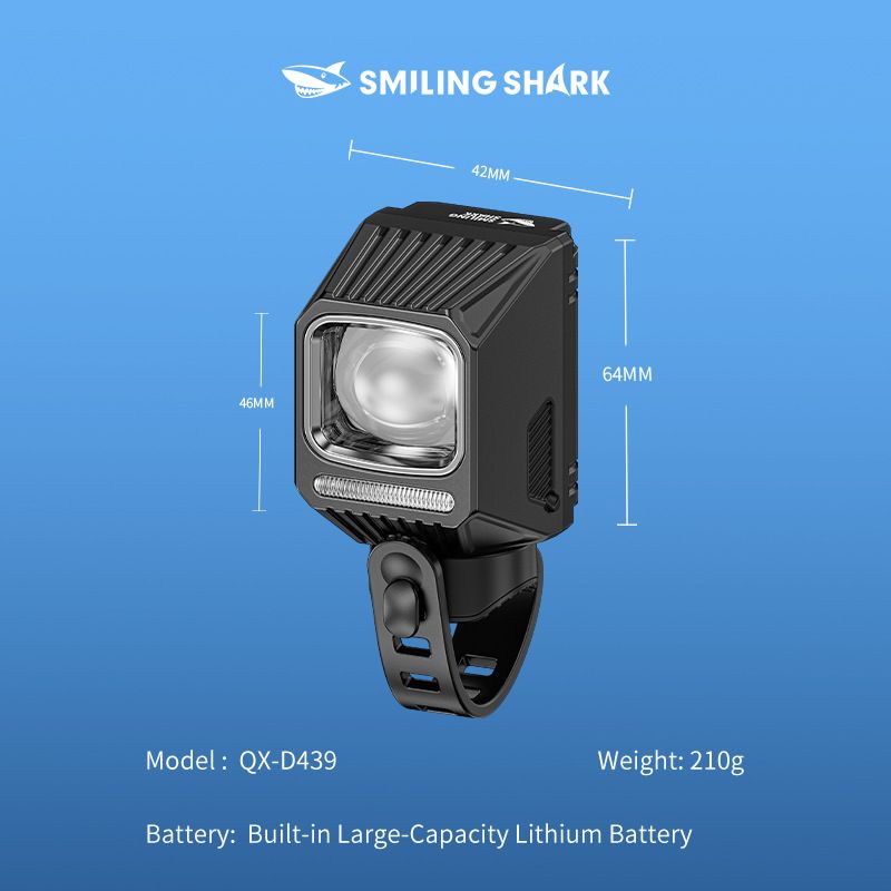 SMILING SHARK EVO1700 Cykelframljus USB-C-laddningsbart vattentätt multiläges LED-cykelljus
