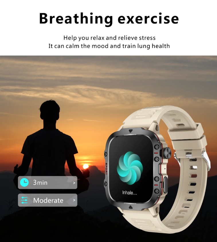 QX11 Smart Watch för män IP68 5ATM Utomhus sport fitness tracker hälsomonitor 1.96" BT-samtal Smartwatch