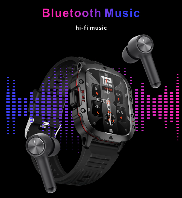 QX11 Smart Watch för män IP68 5ATM Utomhus sport fitness tracker hälsomonitor 1.96" BT-samtal Smartwatch