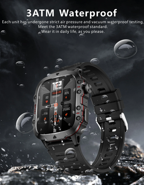 QX11 Smart Watch för män IP68 5ATM Utomhus sport fitness tracker hälsomonitor 1.96" BT-samtal Smartwatch