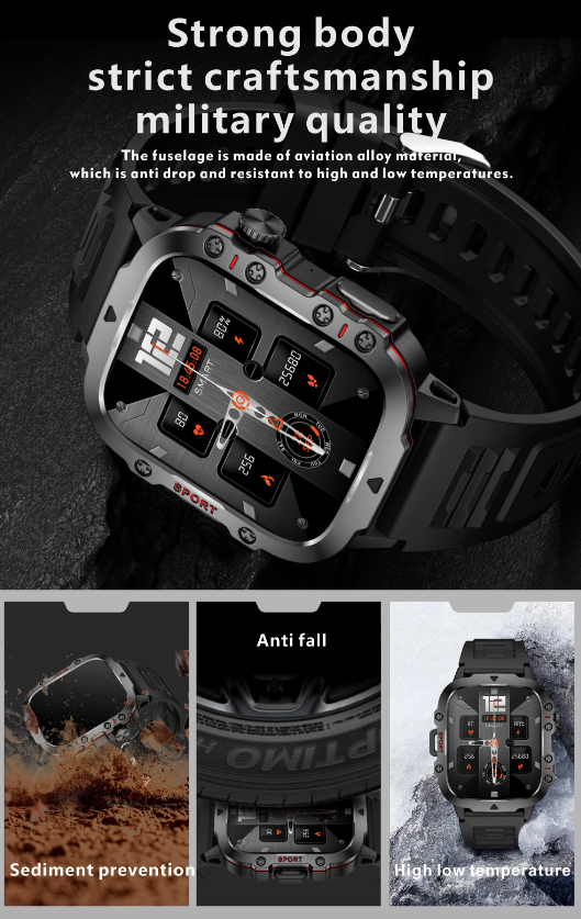 QX11 Smart Watch för män IP68 5ATM Utomhus sport fitness tracker hälsomonitor 1.96" BT-samtal Smartwatch