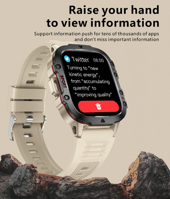 QX11 Smart Watch för män IP68 5ATM Utomhus sport fitness tracker hälsomonitor 1.96" BT-samtal Smartwatch