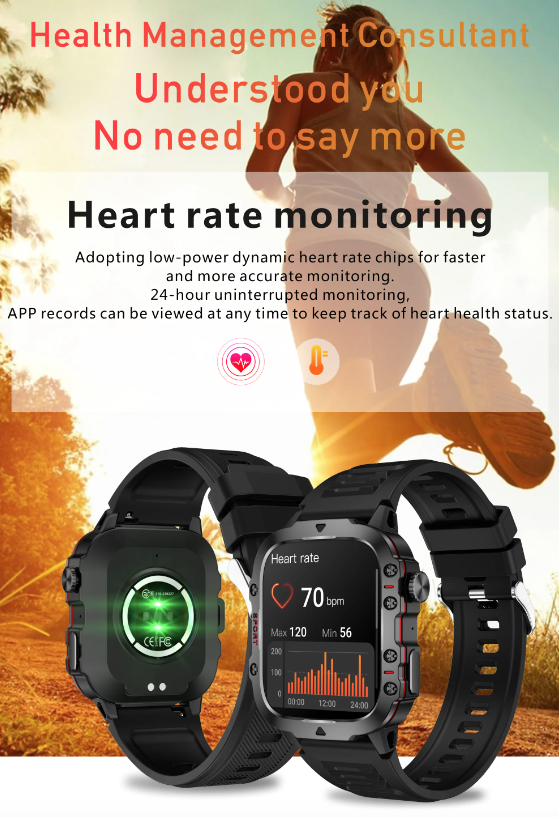 QX11 Smart Watch för män IP68 5ATM Utomhus sport fitness tracker hälsomonitor 1.96" BT-samtal Smartwatch