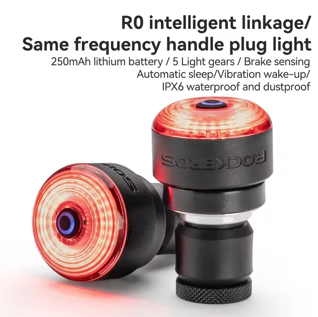 ROCKBROS R0 Styreändplugglampa: Kompakt Type-C Baklampa för MTB & Landsväg – Förbättrad Cykelsynlighet!