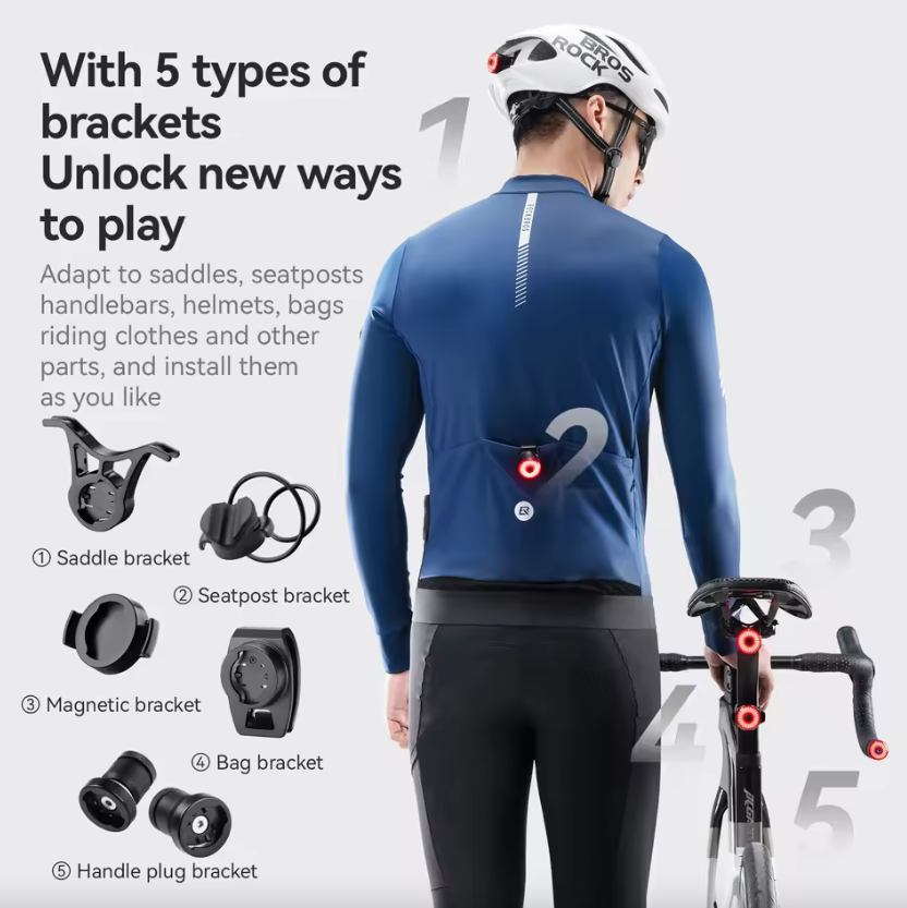 ROCKBROS R0 Styreändplugglampa: Kompakt Type-C Baklampa för MTB & Landsväg – Förbättrad Cykelsynlighet!