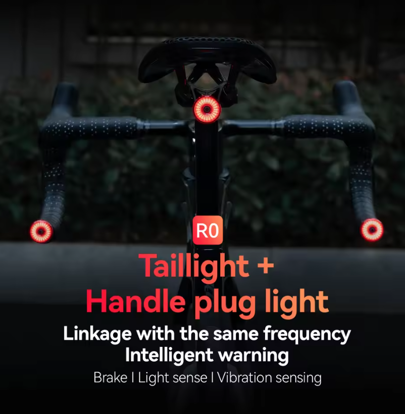 ROCKBROS R0 Styreändplugglampa: Kompakt Type-C Baklampa för MTB & Landsväg – Förbättrad Cykelsynlighet!